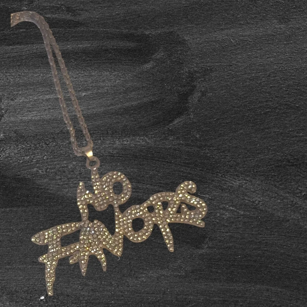 Rhinestone 'No Favors' Pendant Necklace